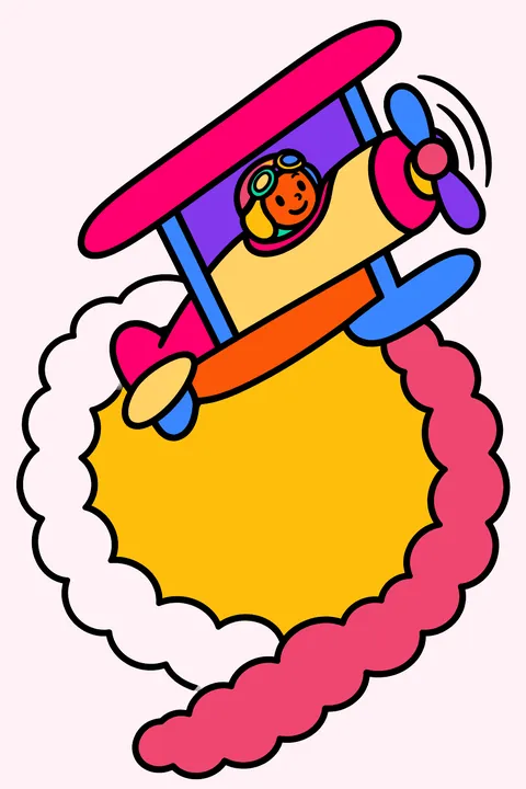 Biplane doing a loop coloring page