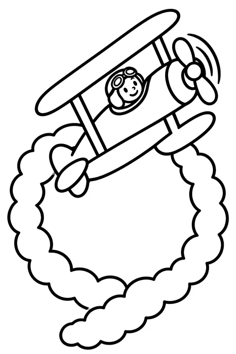 Biplane doing a loop coloring page