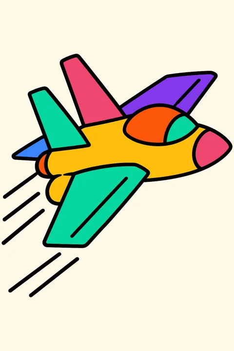 Fighter jet flying fast coloring page