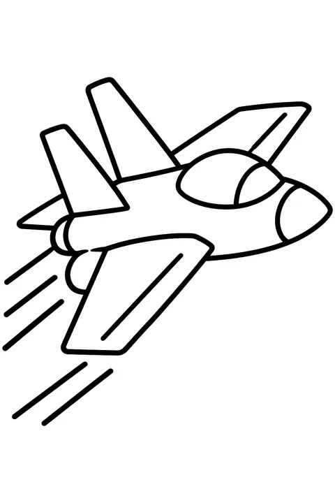 Fighter jet flying fast coloring page