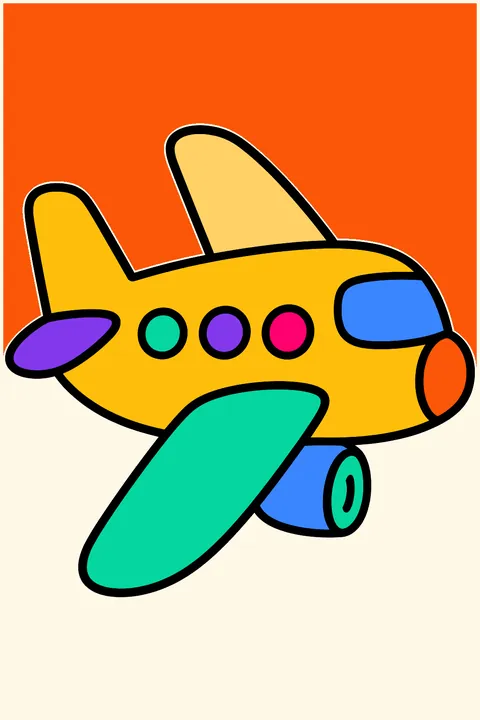 Simple airplane side view coloring page