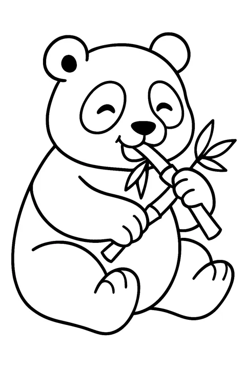 Panda sitting and eating bamboo coloring page