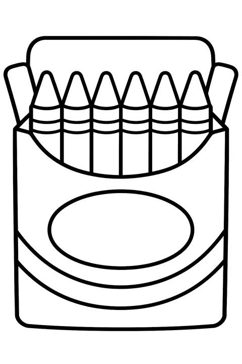 An open box of crayons coloring page