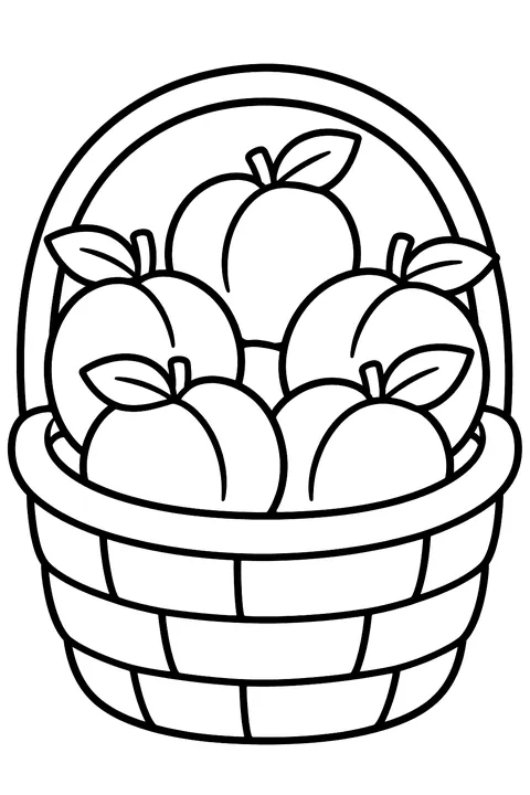 A basket full of peaches coloring page