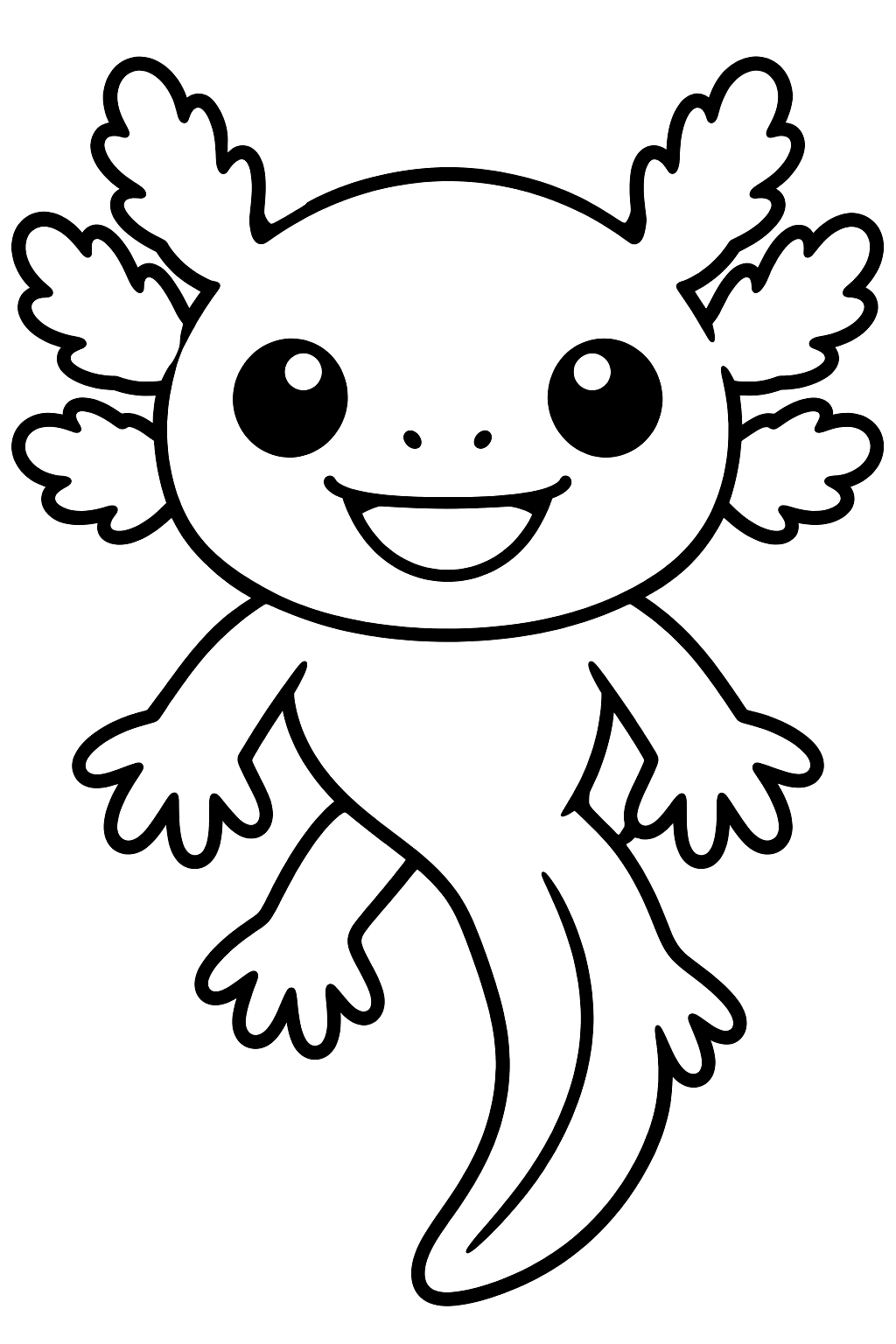 Smiling axolotl face coloring page