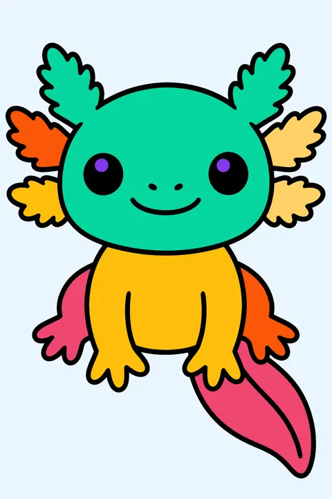 Baby axolotl coloring page