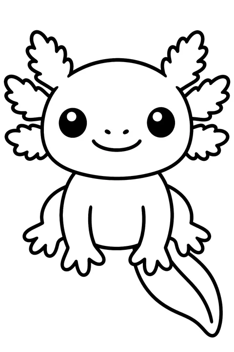 Baby axolotl coloring page