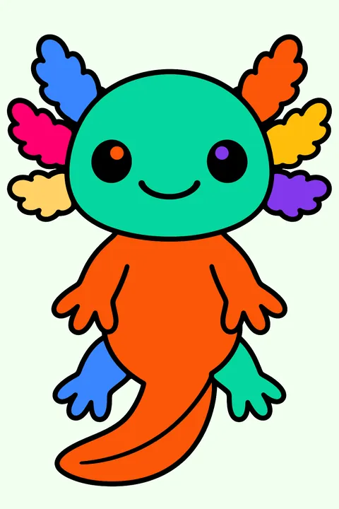 Simple cute axolotl coloring page