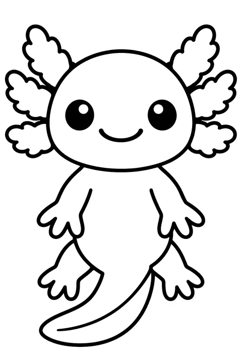Simple cute axolotl coloring page