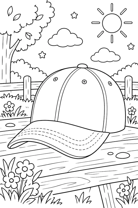 Baseball cap with no logos coloring page