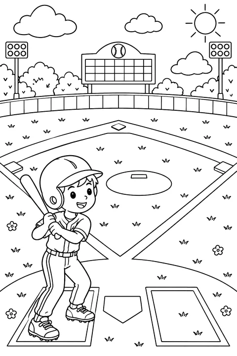 Baseball field diamond coloring page