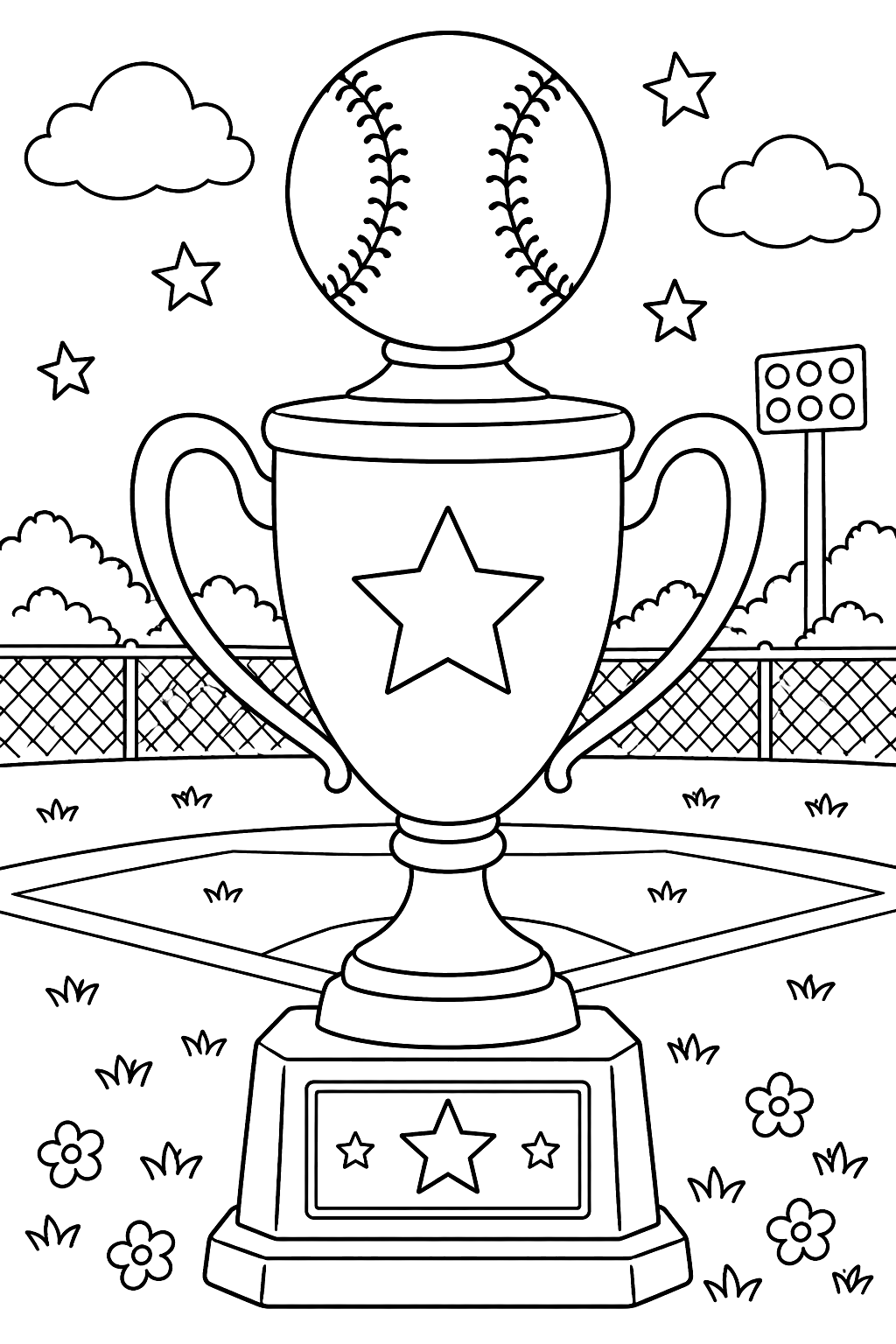 Baseball trophy coloring page