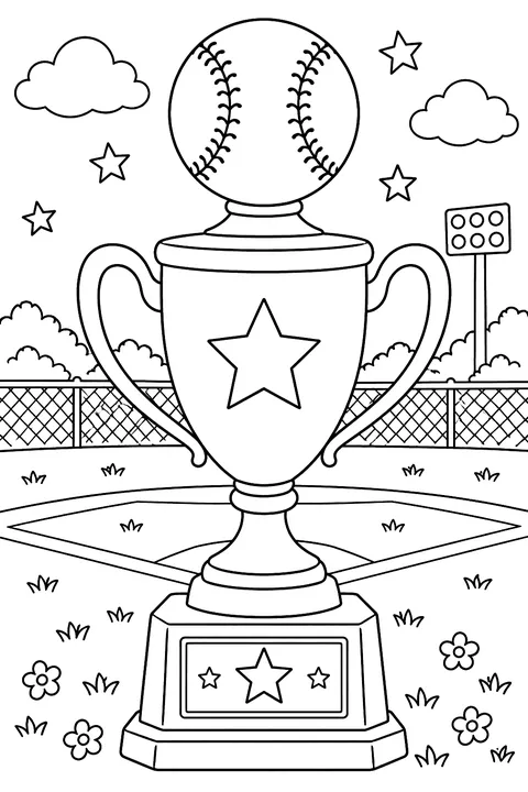 Baseball trophy coloring page