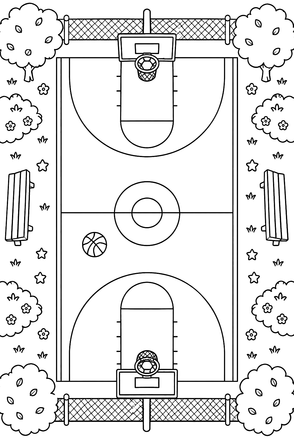 Basketball Court from Above coloring page