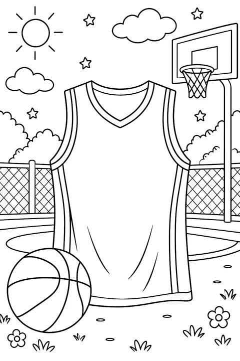 Basketball jersey with no logos coloring page