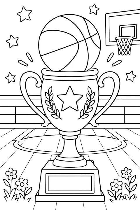 Basketball trophy coloring page