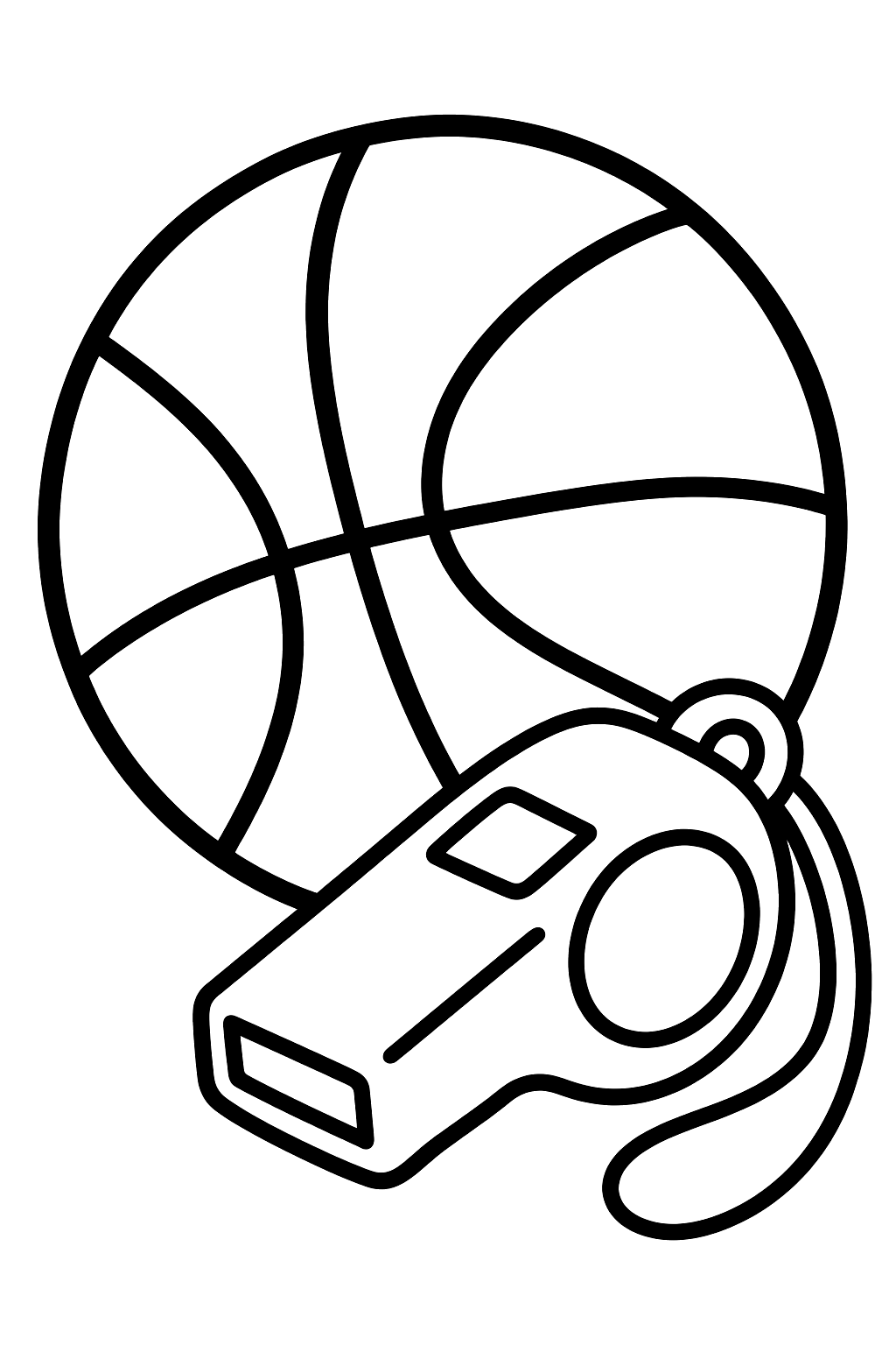 Basketball and a whistle coloring page