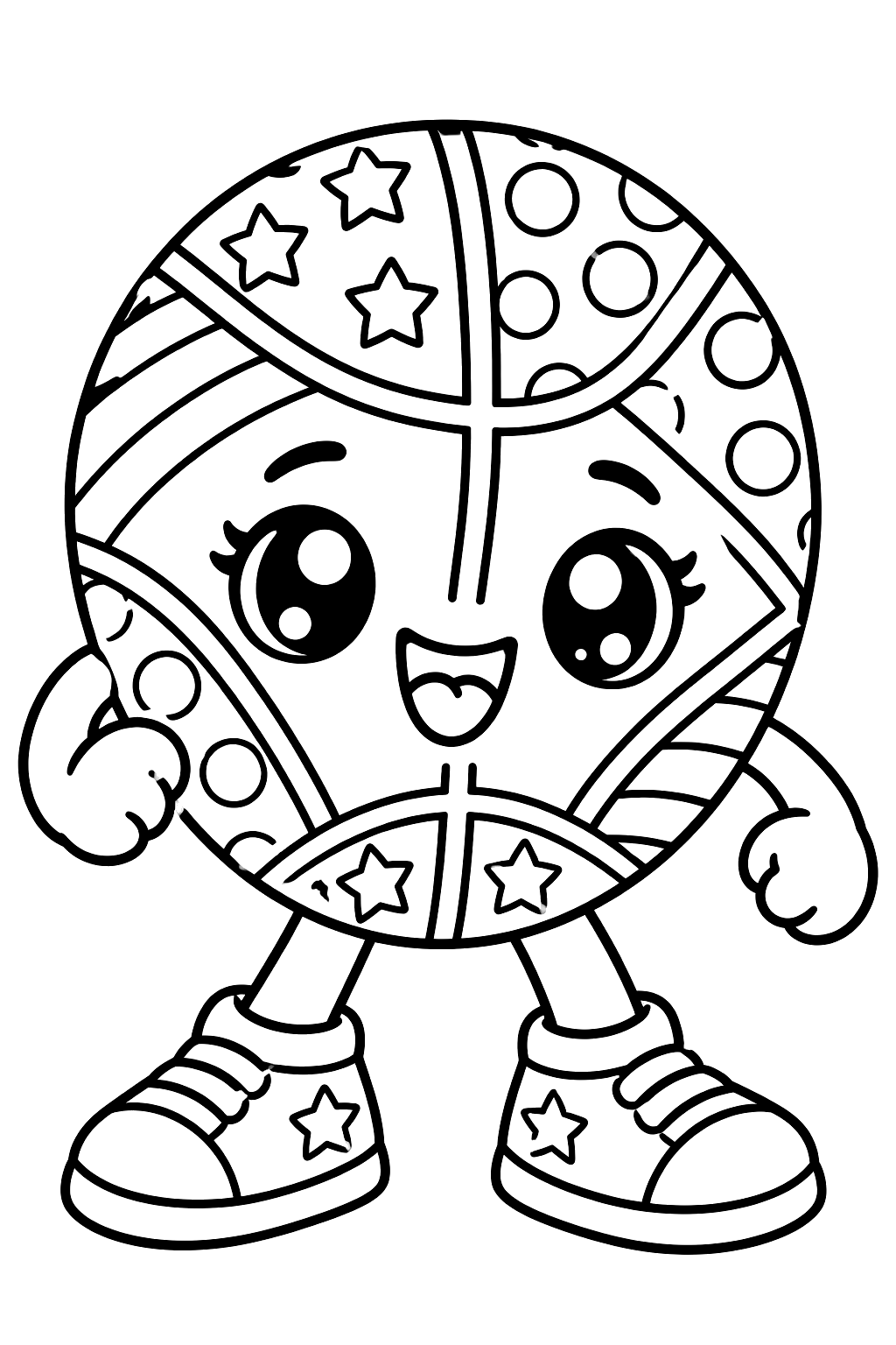 Kawaii basketball coloring page