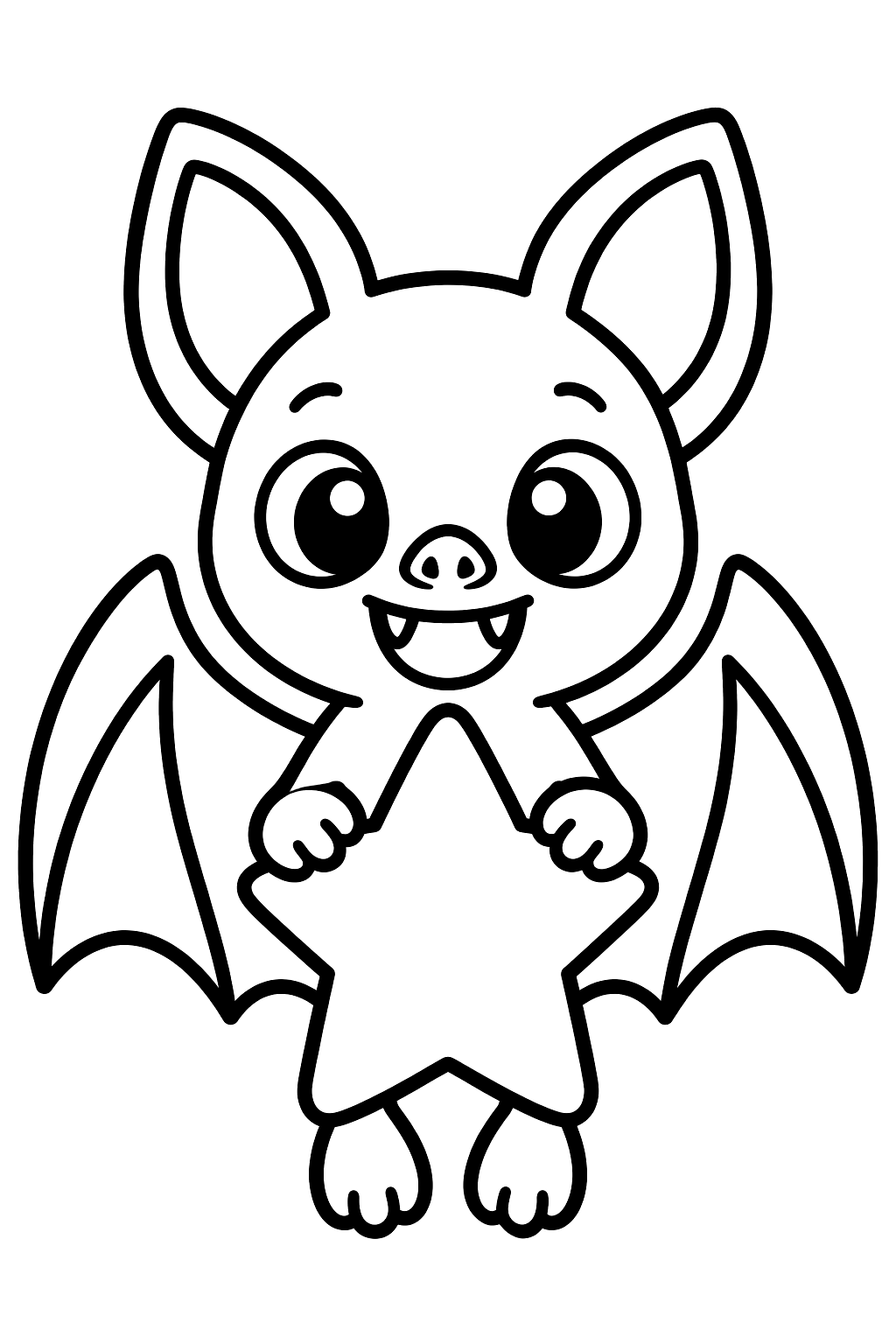Bat with a star coloring page