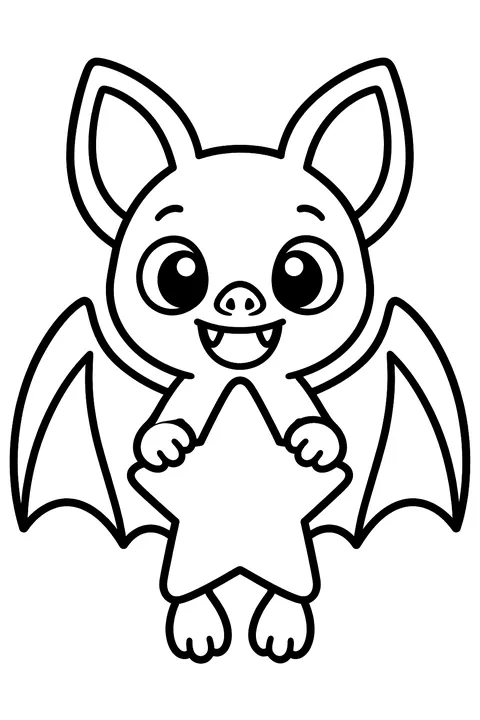 Bat with a star coloring page