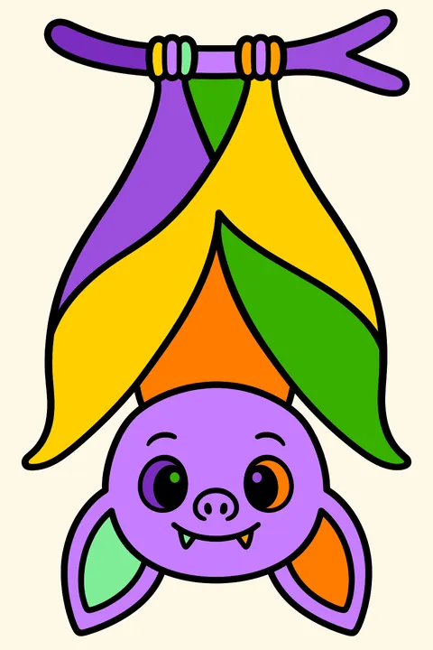 Bat hanging upside down coloring page