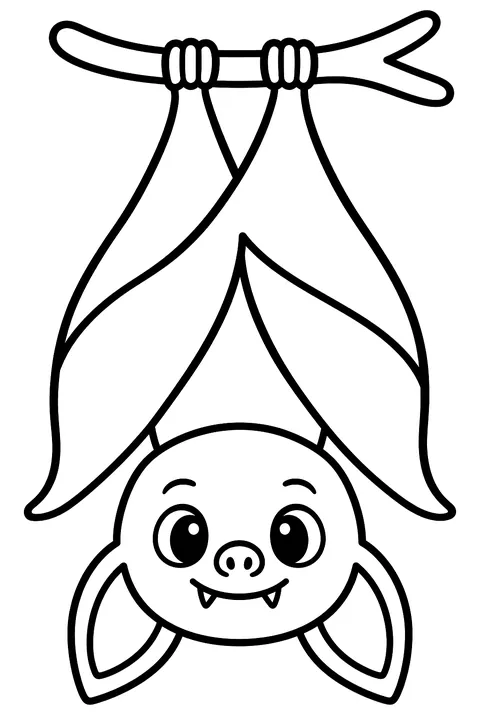 Bat hanging upside down coloring page