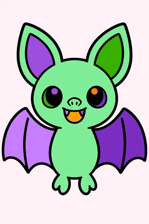 Kawaii bat coloring page