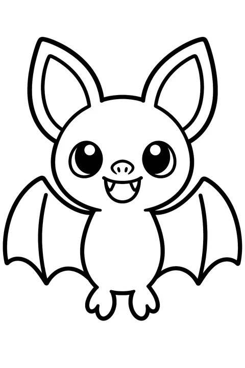Kawaii bat coloring page