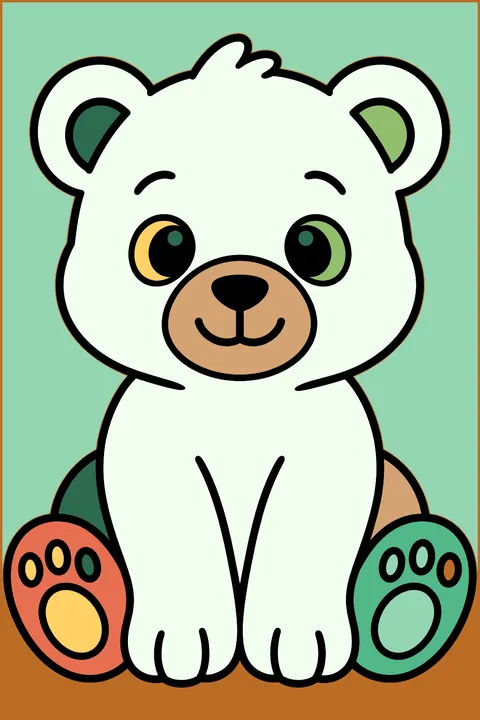 Bear cub sitting coloring page