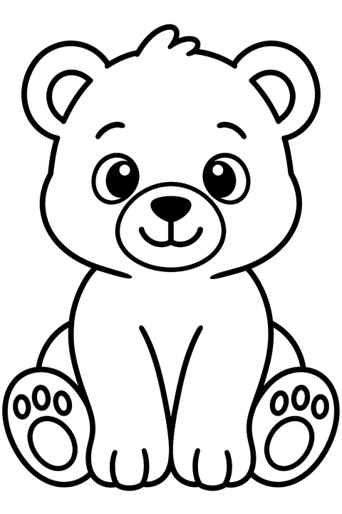 Bear cub sitting coloring page