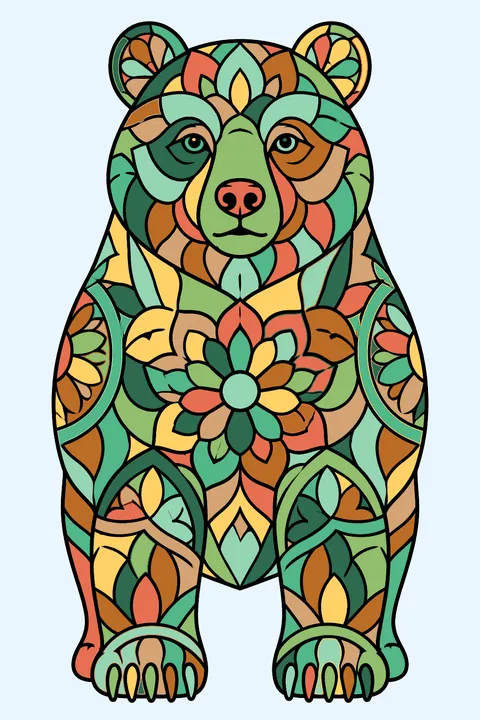 Bear made of mandala patterns coloring page