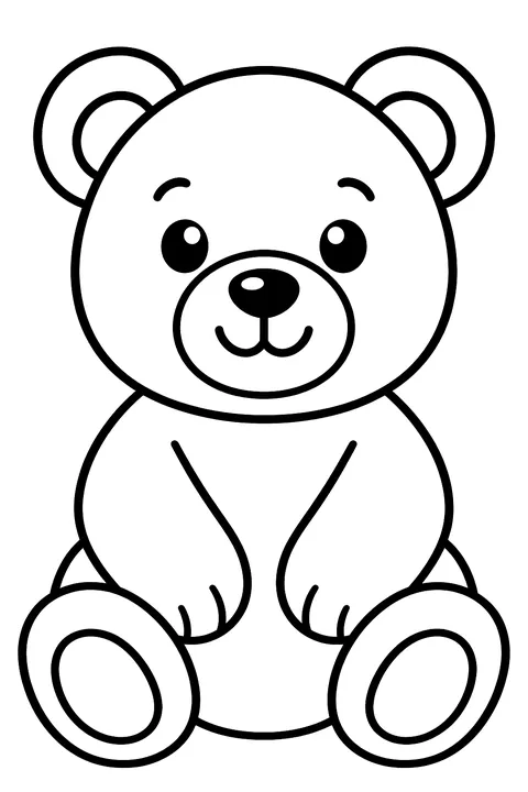 Simple cute bear coloring page