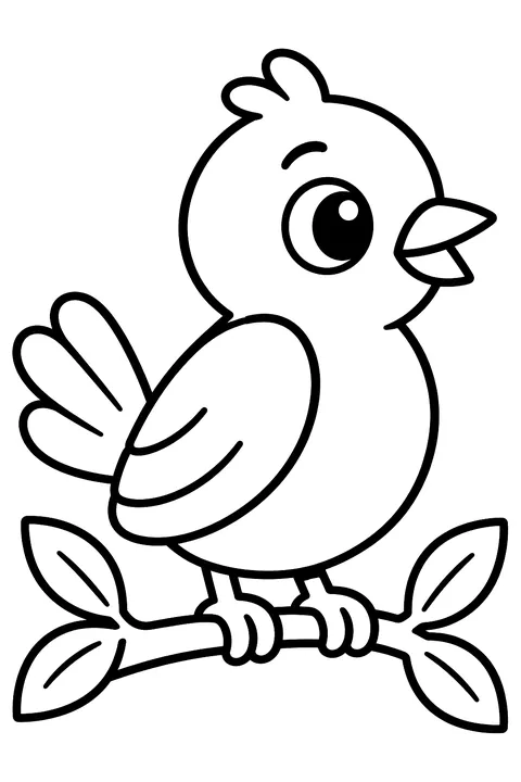 Bird sitting on a branch coloring page