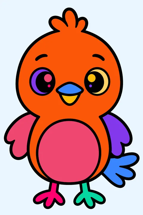 Simple cute round bird coloring page