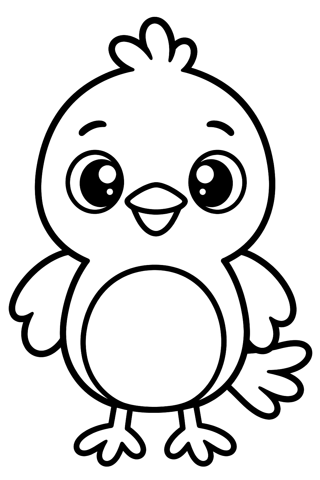 Simple cute round bird coloring page