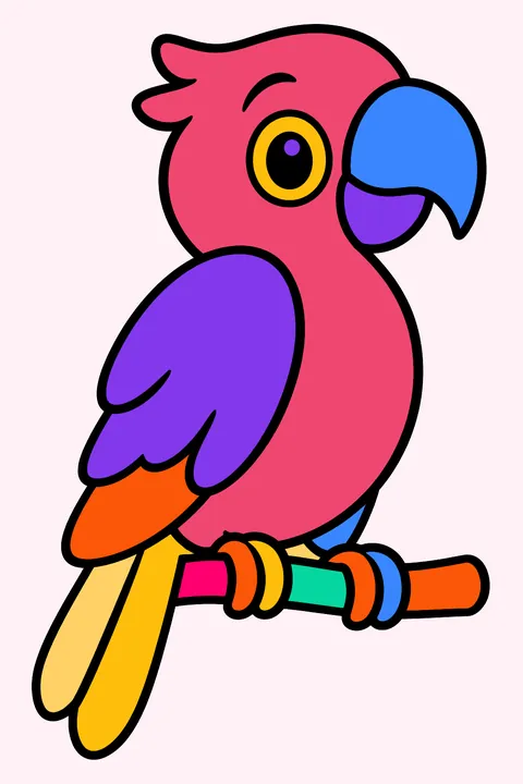 Simple cartoon parrot coloring page