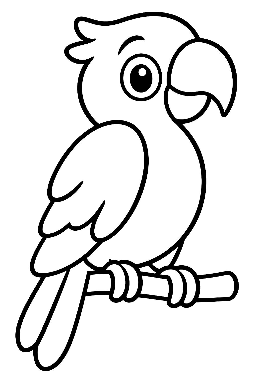 Simple cartoon parrot coloring page
