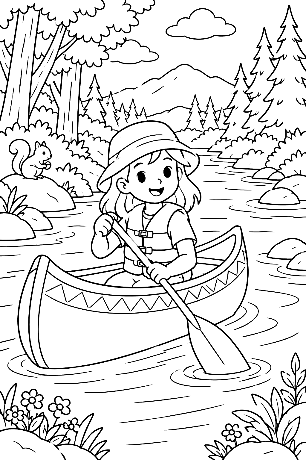 Canoe coloring page