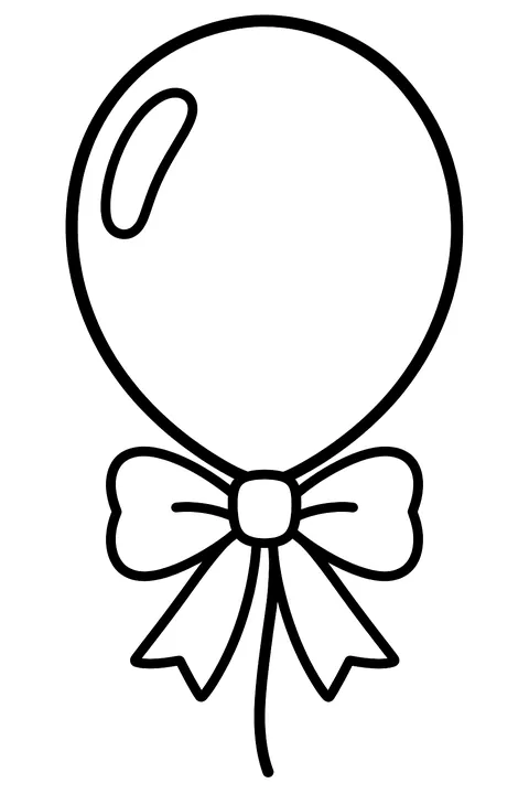 a balloon tied with a bow coloring page