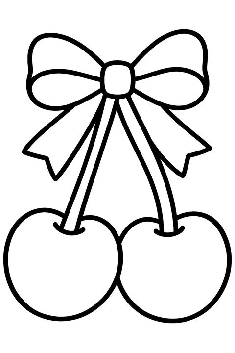 cherries tied with a bow coloring page