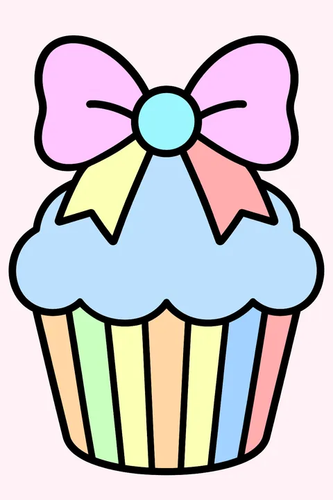 a cupcake with a bow topper coloring page