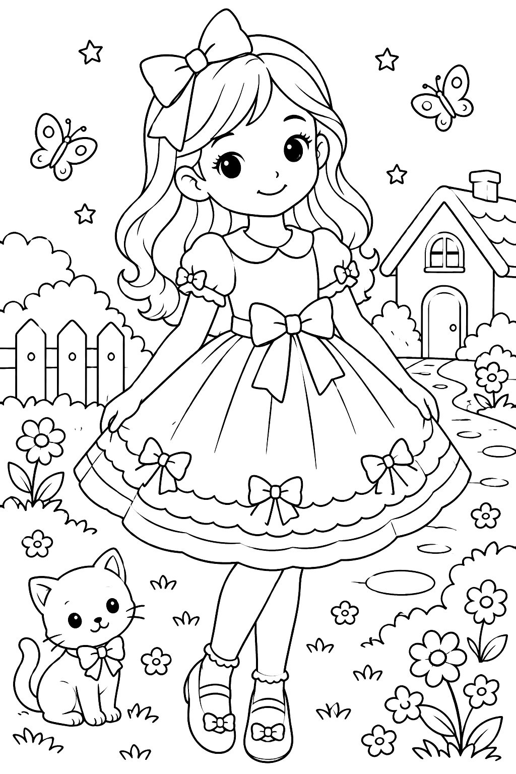 a dress with bows coloring page