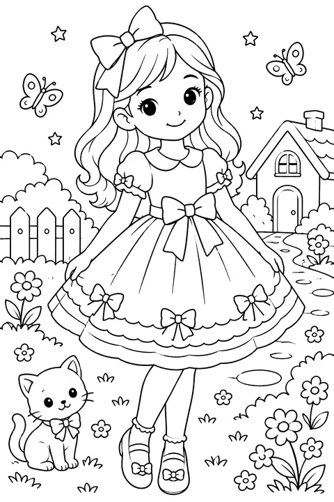 a dress with bows coloring page