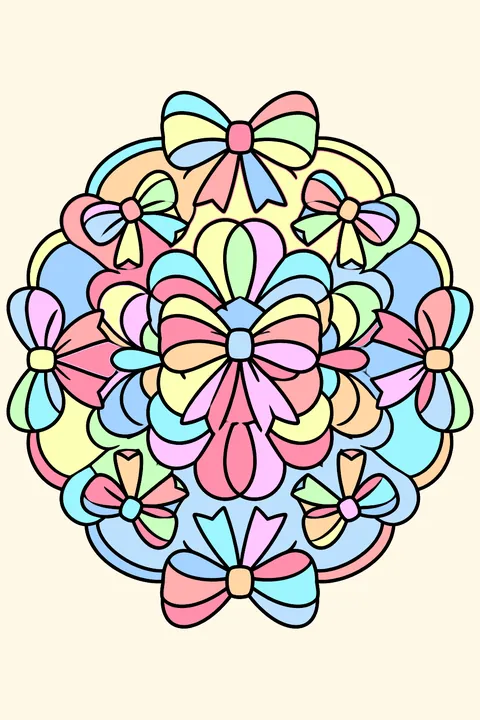 a mandala made of bows coloring page