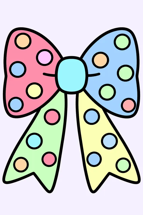 a bow with polka dots coloring page