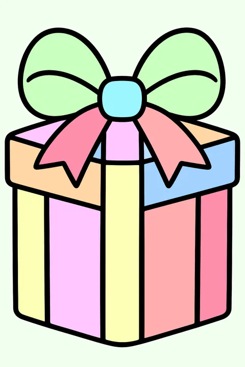 a present with a big bow on top coloring page