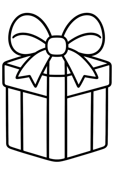 a present with a big bow on top coloring page