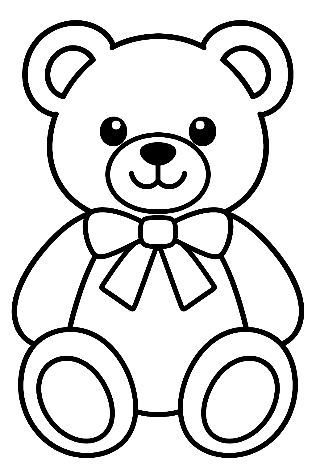a teddy bear with a neck bow coloring page