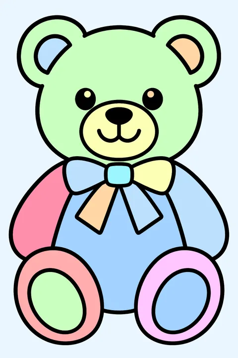 a teddy bear with a neck bow coloring page
