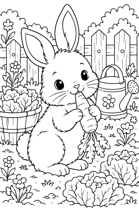 Bunny in the Vegetable Garden coloring page